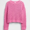 Kids Crochet Oversized Crewneck Sweater