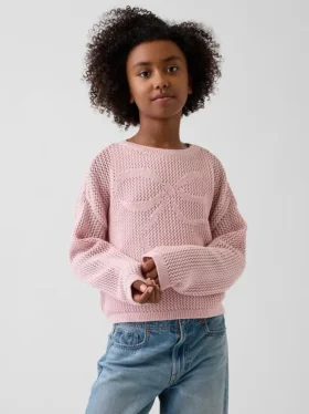 Kids Crochet Oversized Graphic Sweater