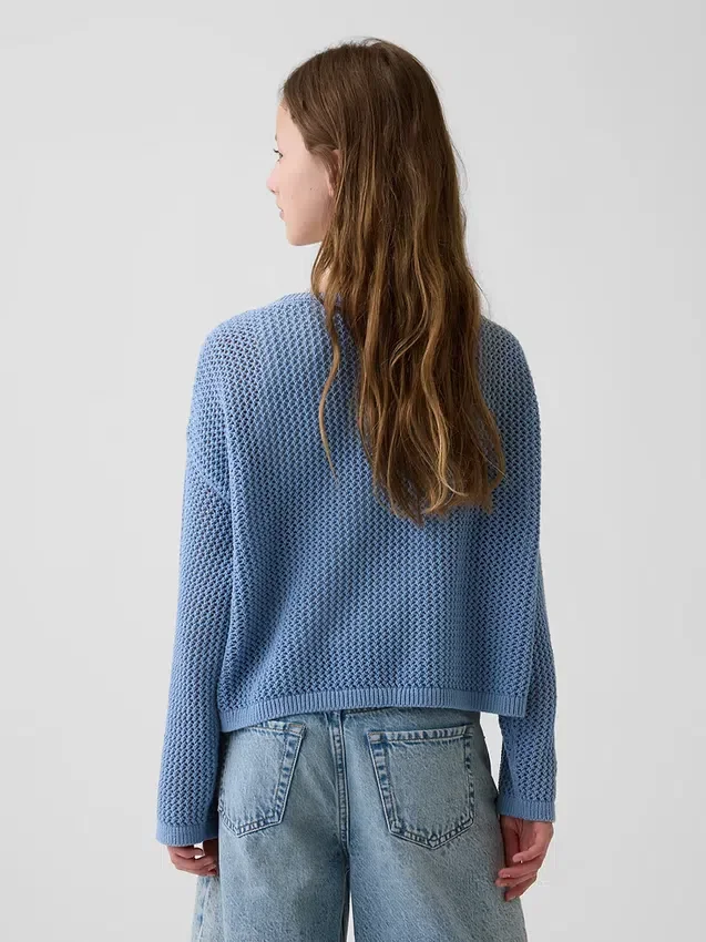 Kids Crochet Oversized Graphic Sweater