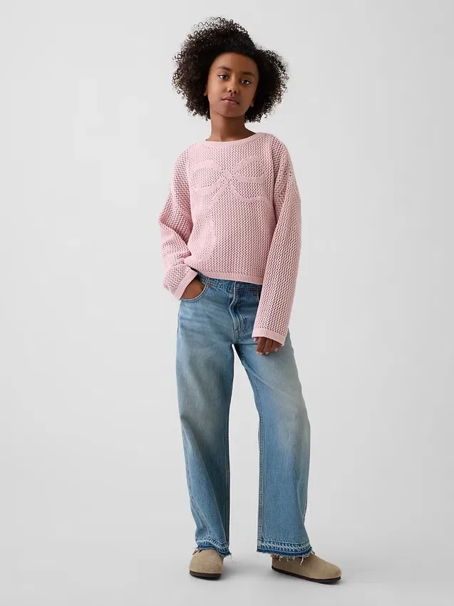 Kids Crochet Oversized Graphic Sweater