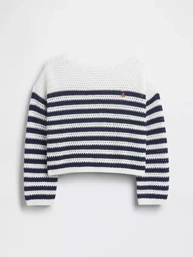 Kids Crochet Oversized Stripe Sweater