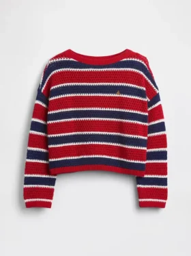Kids Crochet Oversized Stripe Sweater