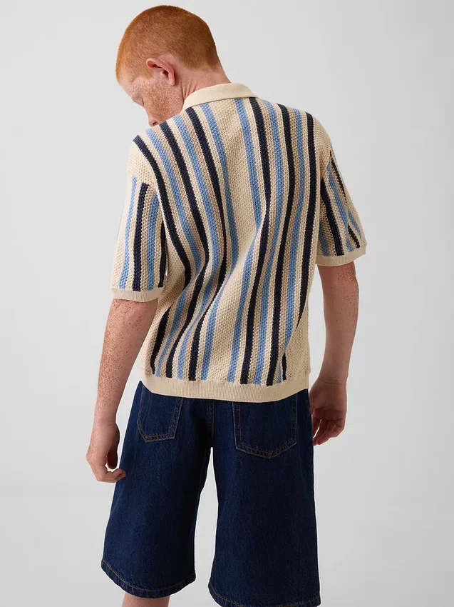 Kids Crochet Stripe Sweater Shirt