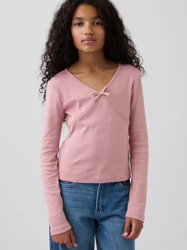 Kids Cross Front Bow T-Shirt