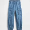 Kids Denim Baggy Cargo Joggers