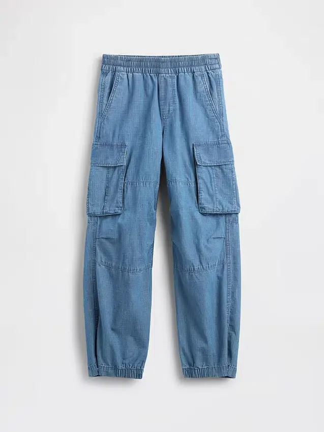 Kids Denim Baggy Cargo Joggers