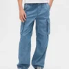 Kids Denim Baggy Cargo Joggers
