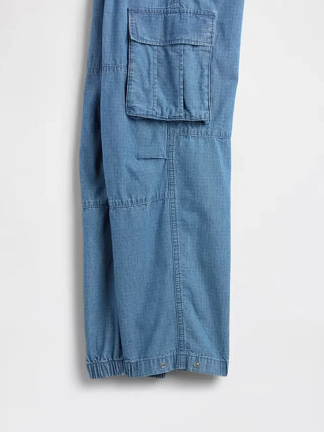Kids Denim Baggy Cargo Joggers