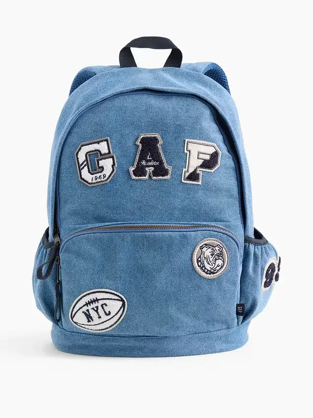 Kids Denim Logo Patch Backpack