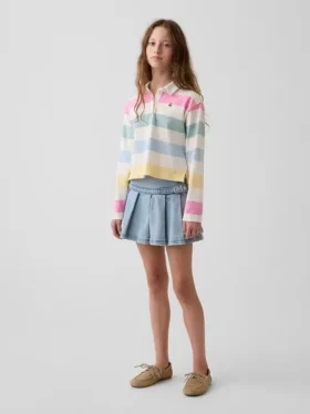 Kids Denim Pleated Mini Skirt