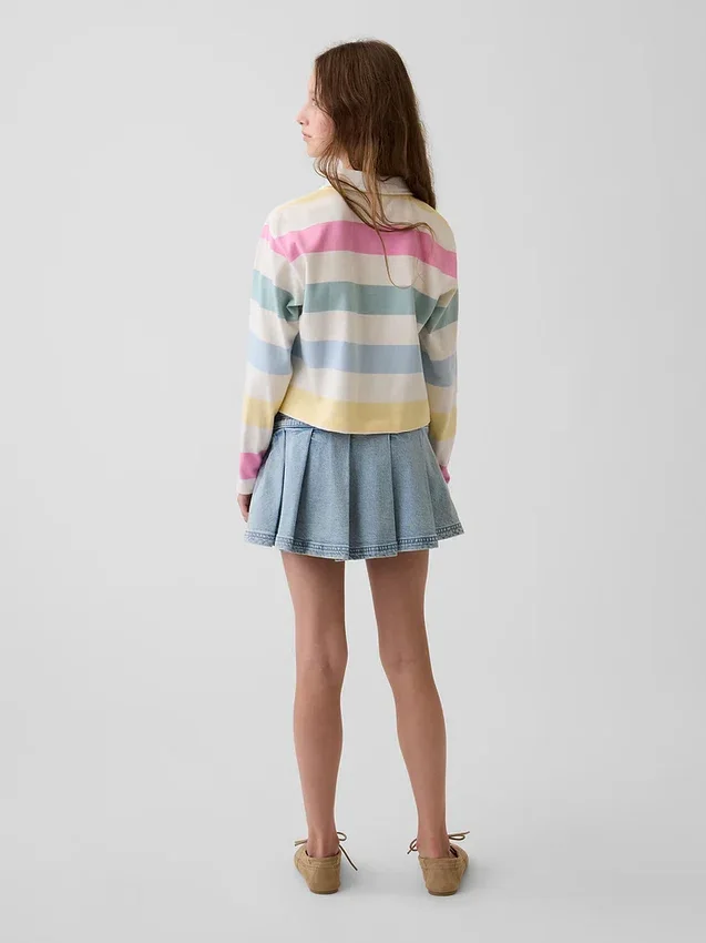 Kids Denim Pleated Mini Skirt