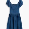 Kids Denim Puff-Sleeve Mini Dress
