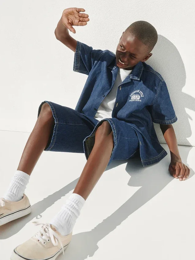 Kids Denim Relaxed New York Logo Shirt