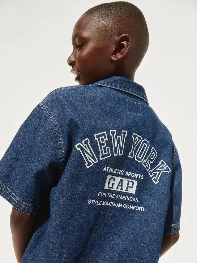 Kids Denim Relaxed New York Logo Shirt