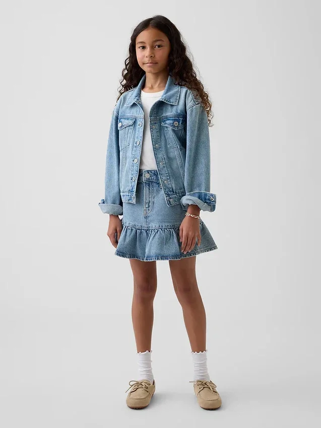 Kids Denim Ruffle Skirt