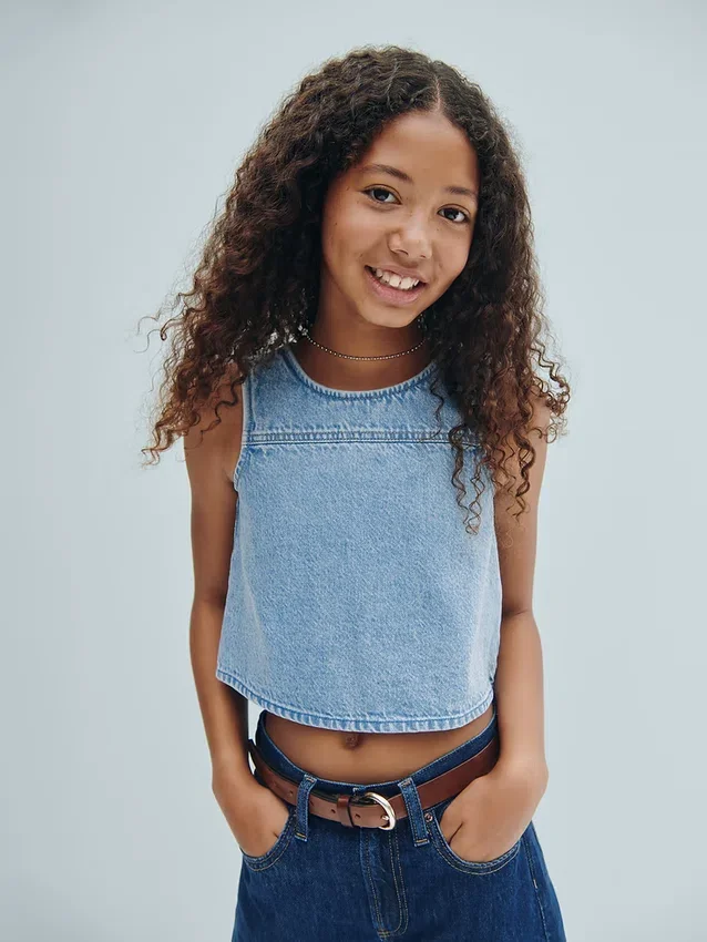 Kids Denim Shell Tank Top