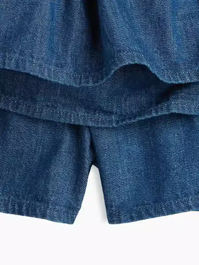 Kids Denim Smocked Mini Skort