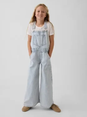 Kids Denim Stripe Baggy Overalls