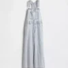 Kids Denim Stripe Baggy Overalls