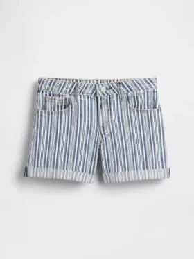 Kids Denim Stripe Midi Shorts