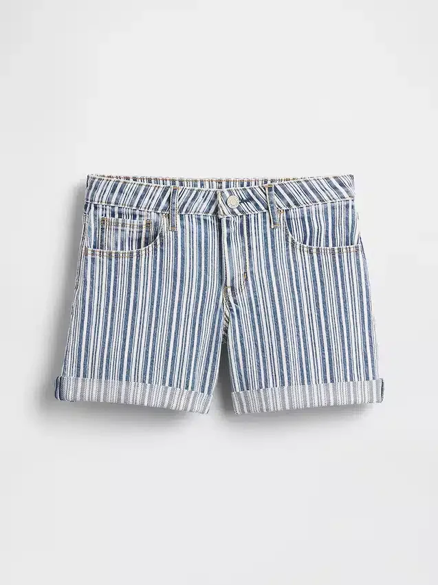 Kids Denim Stripe Midi Shorts