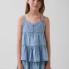 Kids Denim Tiered Tank Top