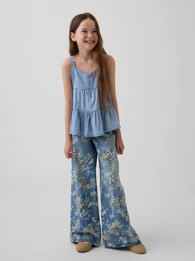 Kids Denim Tiered Tank Top