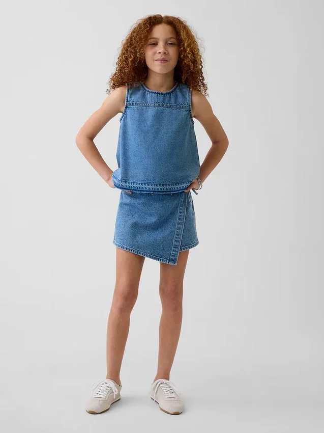 Kids Denim Wrap Skort