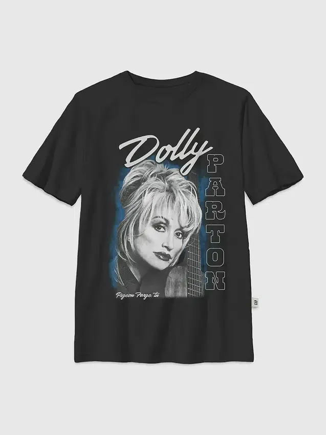 Kids Dolly Parton Guitar Portrait Oversized Graphic T-Shirt