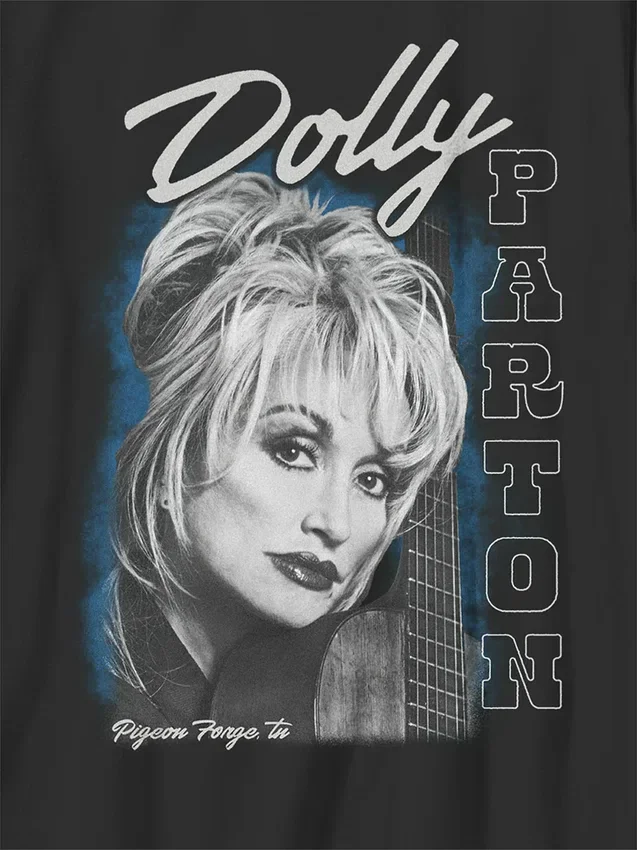 Kids Dolly Parton Guitar Portrait Oversized Graphic T-Shirt