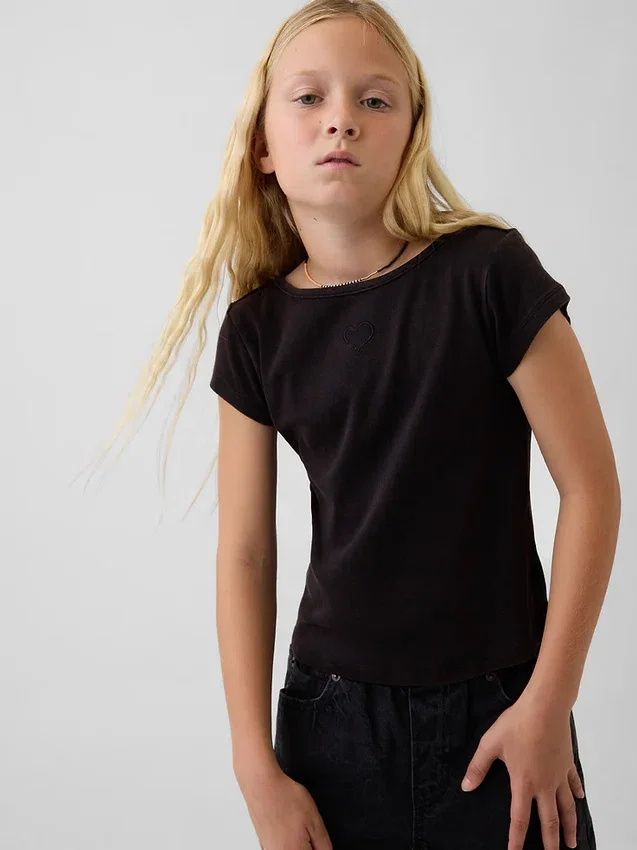 Kids Fitted Cap-Sleeve T-Shirt