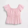 Kids Flutter-Sleeve Button-Front Top