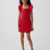 Kids Flutter-Sleeve Lace-Trim Dress