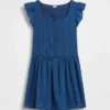 Kids Flutter-Sleeve Lace-Trim Dress