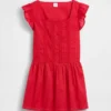 Kids Flutter-Sleeve Lace-Trim Dress