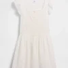 Kids Flutter-Sleeve Lace-Trim Dress