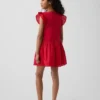 Kids Flutter-Sleeve Lace-Trim Dress
