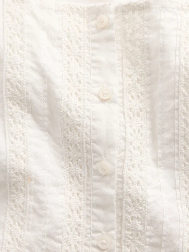 Kids Flutter-Sleeve Lace-Trim Dress