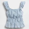 Kids Flutter-Sleeve Smocked Peplum Top