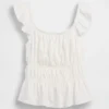 Kids Flutter-Sleeve Smocked Peplum Top