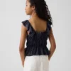 Kids Flutter-Sleeve Smocked Peplum Top