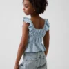Kids Flutter-Sleeve Smocked Peplum Top