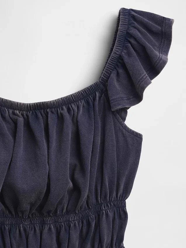 Kids Flutter-Sleeve Smocked Peplum Top
