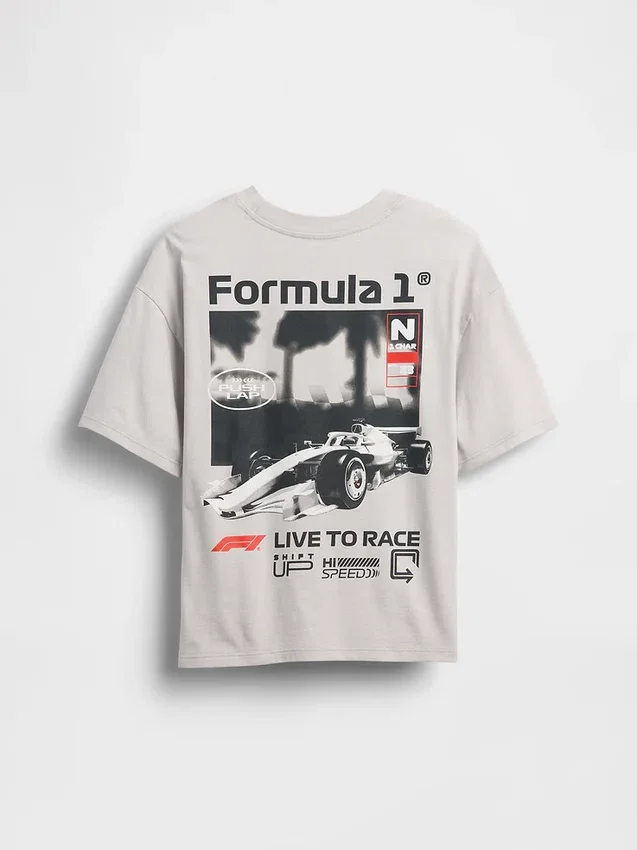 Kids Formula 1 Oversized Graphic T-Shirt