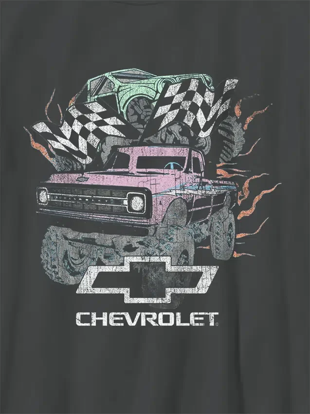 Kids General Motors Pastel Trucks Oversized Graphic T-Shirt