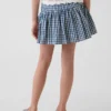 Kids Gingham Denim Tiered Skort