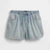 Kids High Rise Denim Easy Shorts