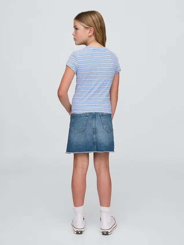 Kids High Rise Denim Skirt