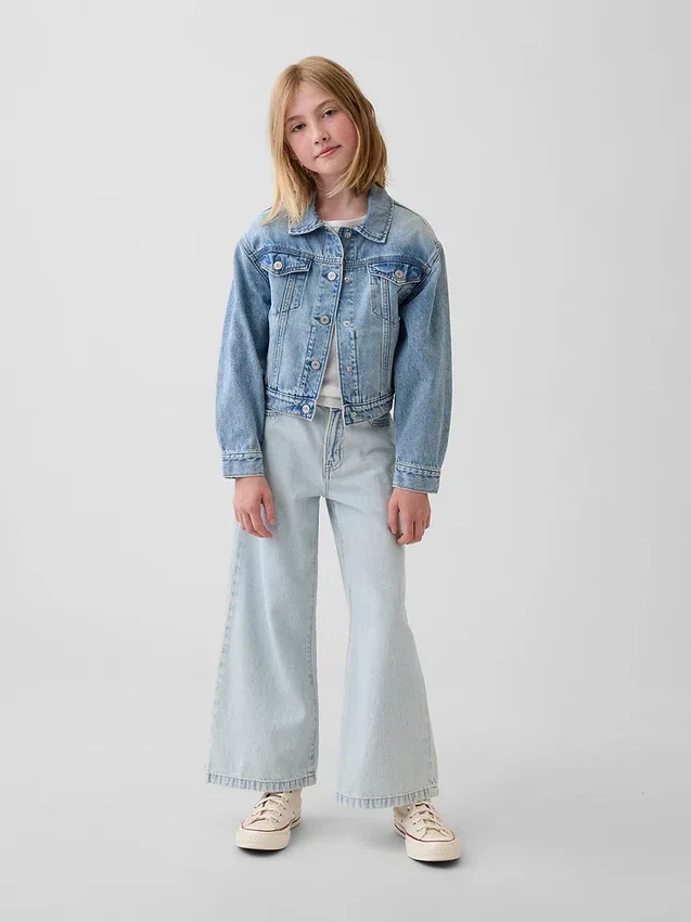 Kids High Rise Stride Wide-Leg Ankle Jeans