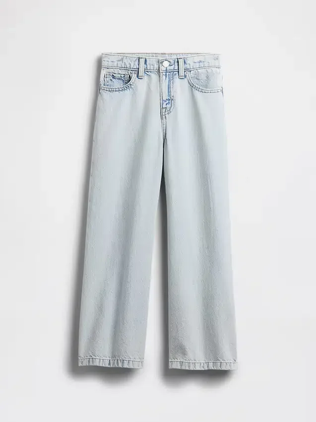 Kids High Rise Stride Wide-Leg Ankle Jeans